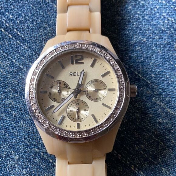 Relic Blonde Tortoise Shell Watch with Crystal Rim - Picture 1 of 14